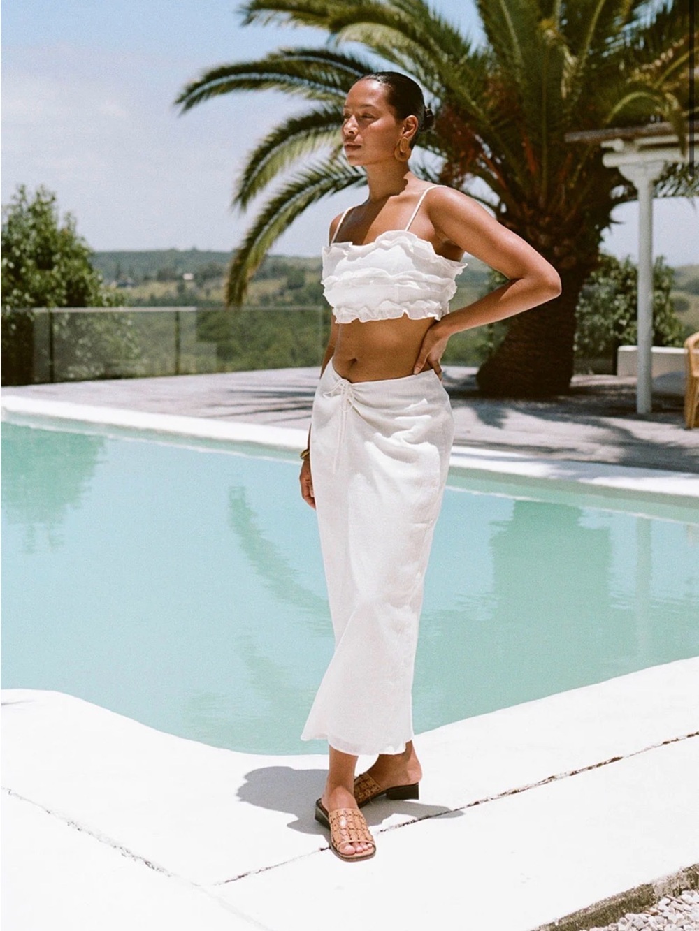 White Midi Skirt and Matching Top